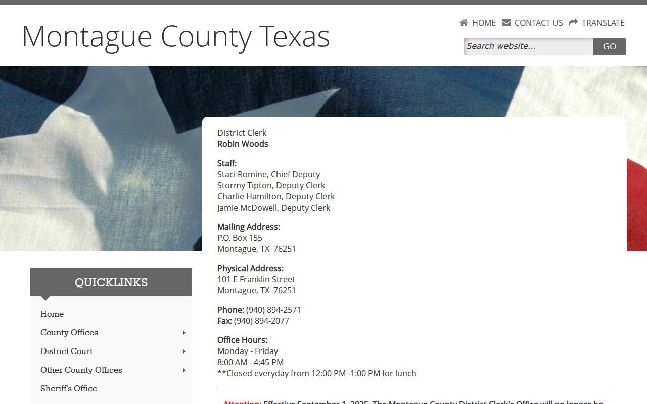 Montague County warrant search District Clerk records and forms