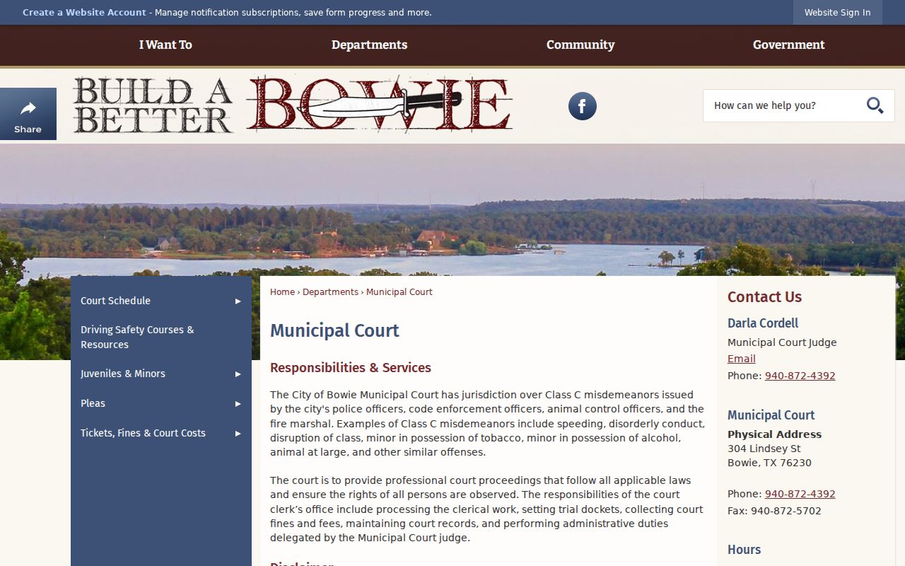 Bowie warrant records municipal court reference