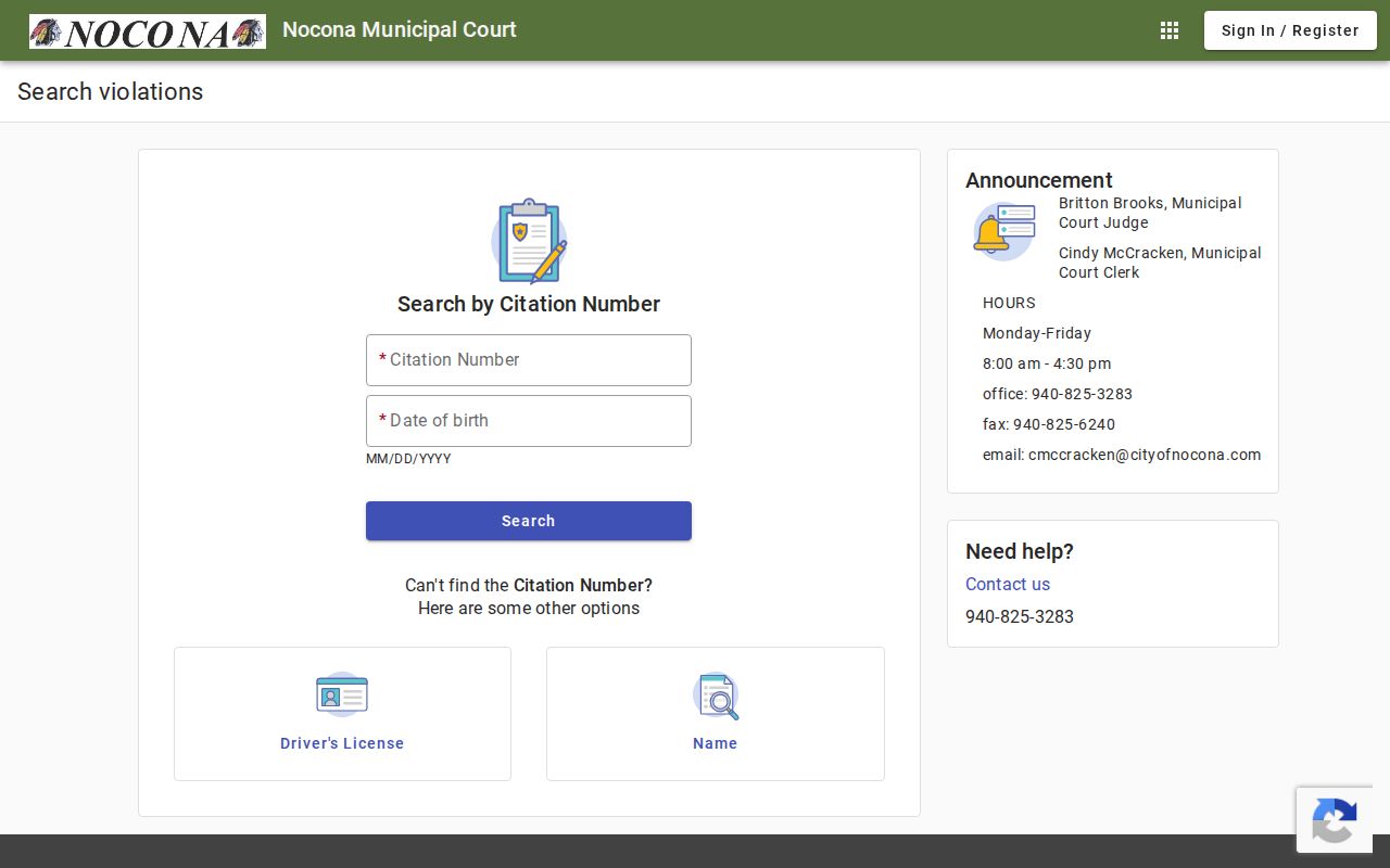 Montague County traffic warrant Nocona citation search