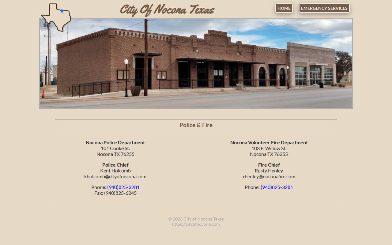 Nocona warrant records Police Department contact reference