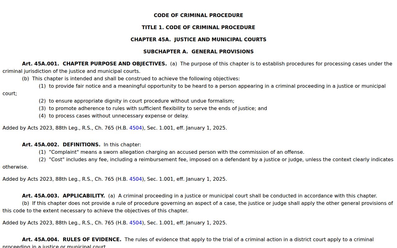 Montague County municipal warrant process under Texas Chapter 45A